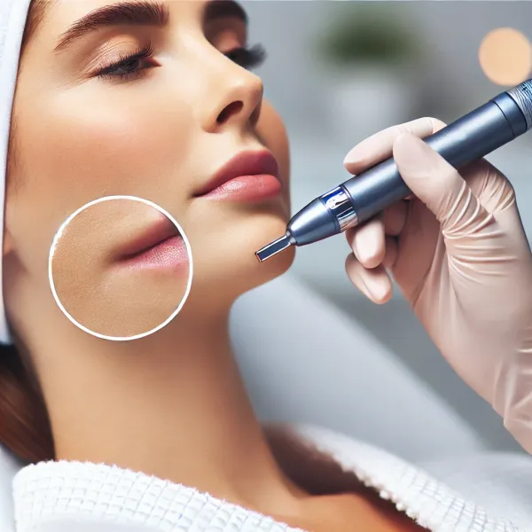 Infirmière réalisant une épilation définitive du menton par électrolyse à Montpellier